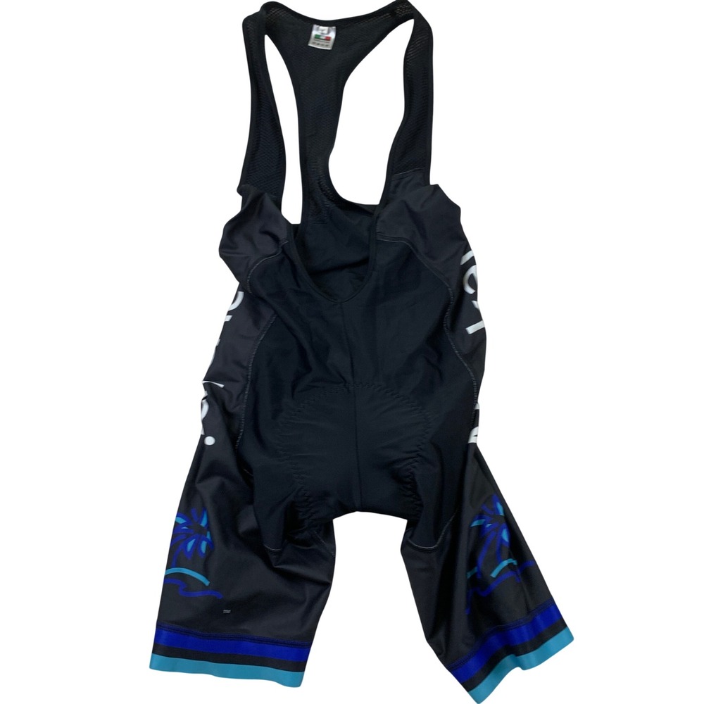 Ascend Navakai Mens Cycling Bib Shorts Black Blue Palm Tree Italian Fabric Sz L
